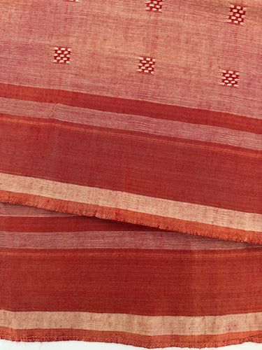 ShopNaya Exclusive | Handwoven | Cotton Saree | No Blouse | Beige & Maroon Mix | Basket Weave |Copper Zari | Ships from California